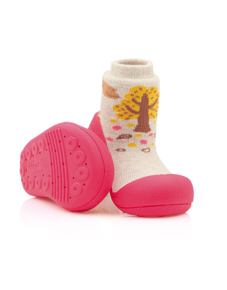pierwsze buty dla dziewczynki różowe lekkie elastyczne Attipas Giraffe Fuchsia