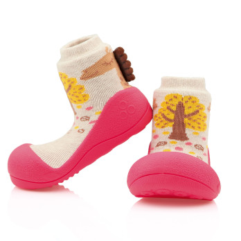 pierwsze buty dla dziewczynki różowe lekkie elastyczne Attipas Giraffe Fuchsia