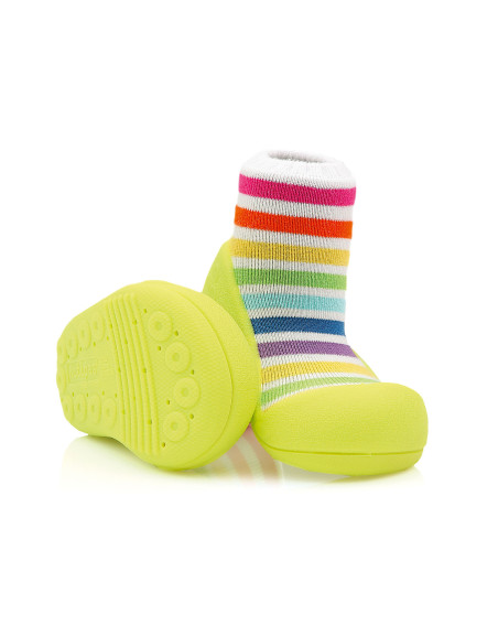 pierwsze buty do nauki chodzenia dla dziewczynki dla chłopca kolorowe paski Rainbow Green