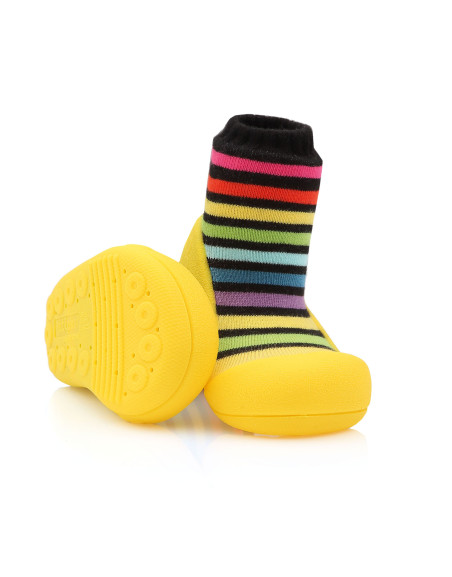 pierwsze buty dla dziewczynki dla chłopca kolorowe elastyczne Rainbow Yellow
