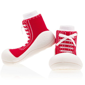 Buty niemowlęce do nauki chodzenia czerwone trampki Attipas Sneakers Red