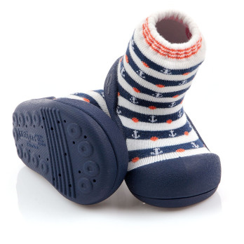 pierwsze buty do nauki chodzenia dla chłopca dla dziewczynki lekkie elastyczne Attipas Marin Navy