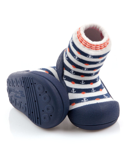 pierwsze buty do nauki chodzenia dla chłopca dla dziewczynki lekkie elastyczne Attipas Marin Navy