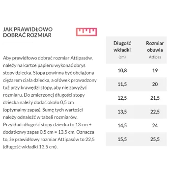 Tabela Rozmiarów Attipas